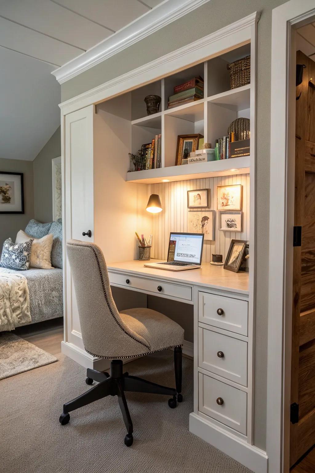 Transform an alcove into a personal workspace.