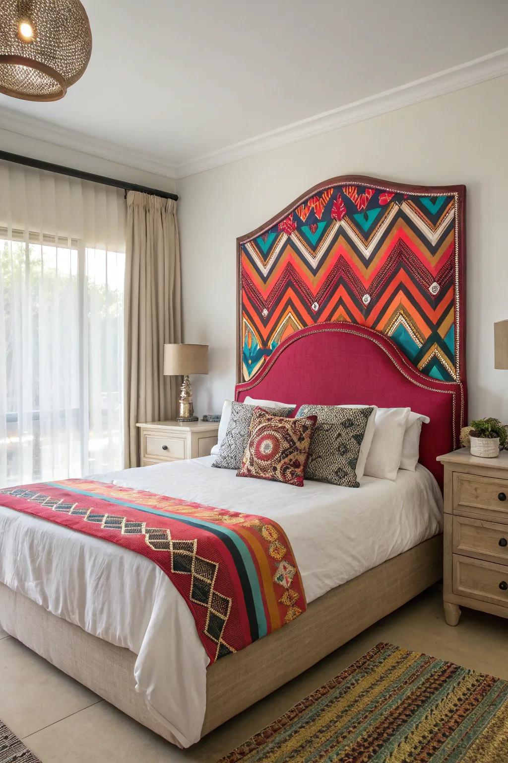A statement headboard establishes the aesthetic tone for your bedroom.