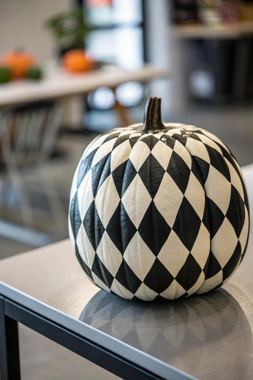 Attain contemporary refinement utilizing checkerboard pumpkins.