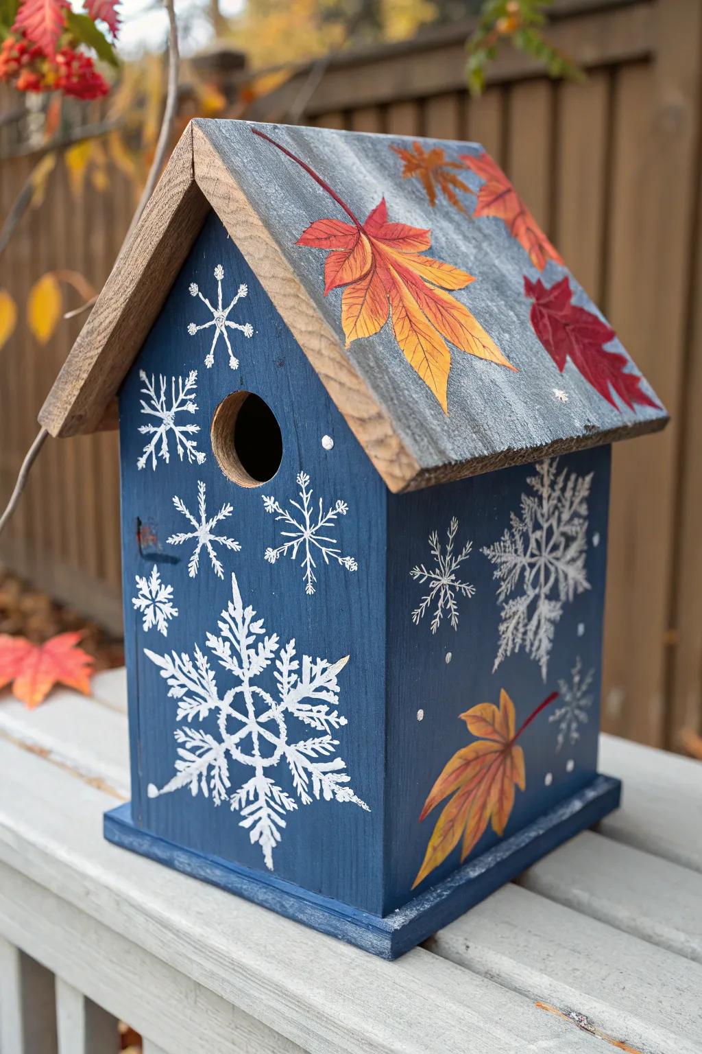 Celebrate the seasons with a beautifully crafted birdhouse that's a true testament to artistry and attention to detail.