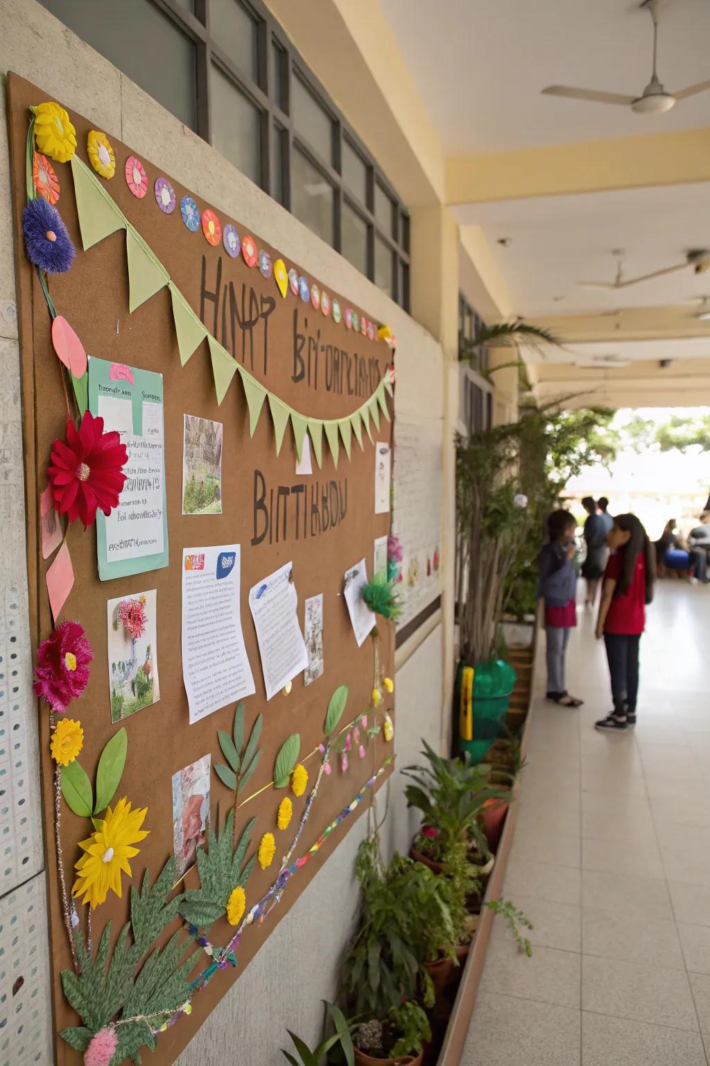 Eco-friendly birthday board using recycled materials.
