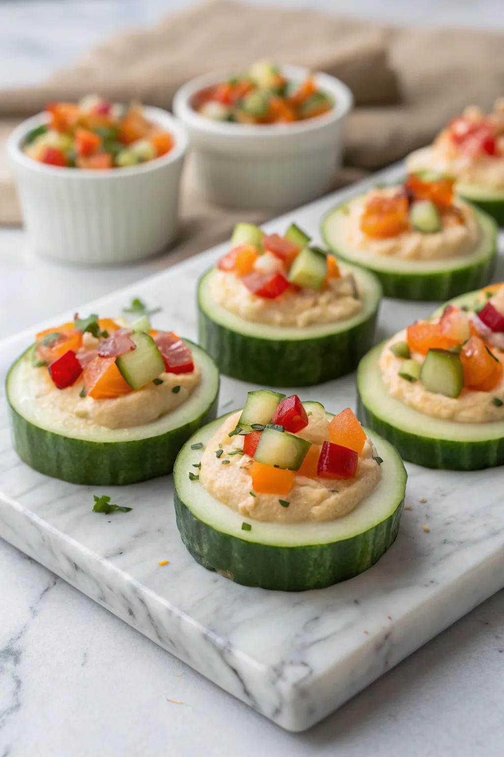 Refreshing vegetable cups, a healthy appetizer choice.