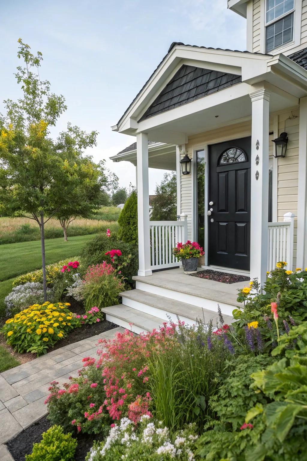 An alluring entranceway featuring a striking ebony entrance portal.