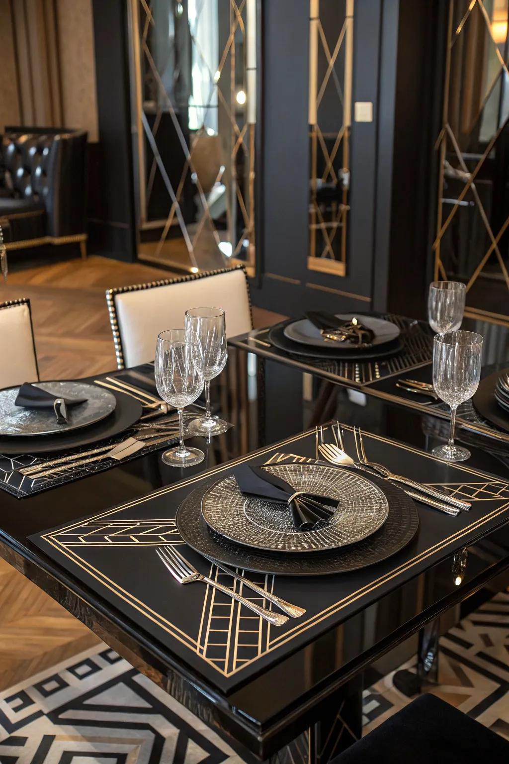 Gatsby era glamour combined with black and gold.