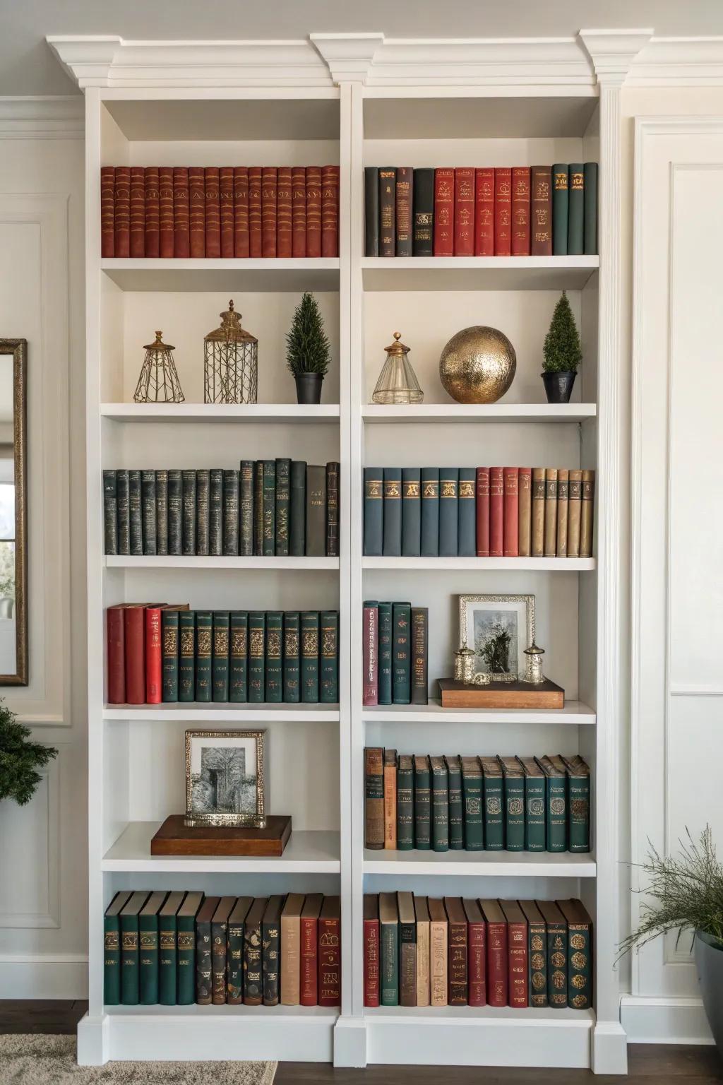 Symmetry brings order and elegance to your shelves.