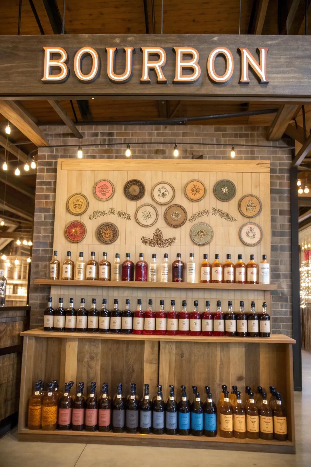 Themed signage adds personality to your bourbon display.