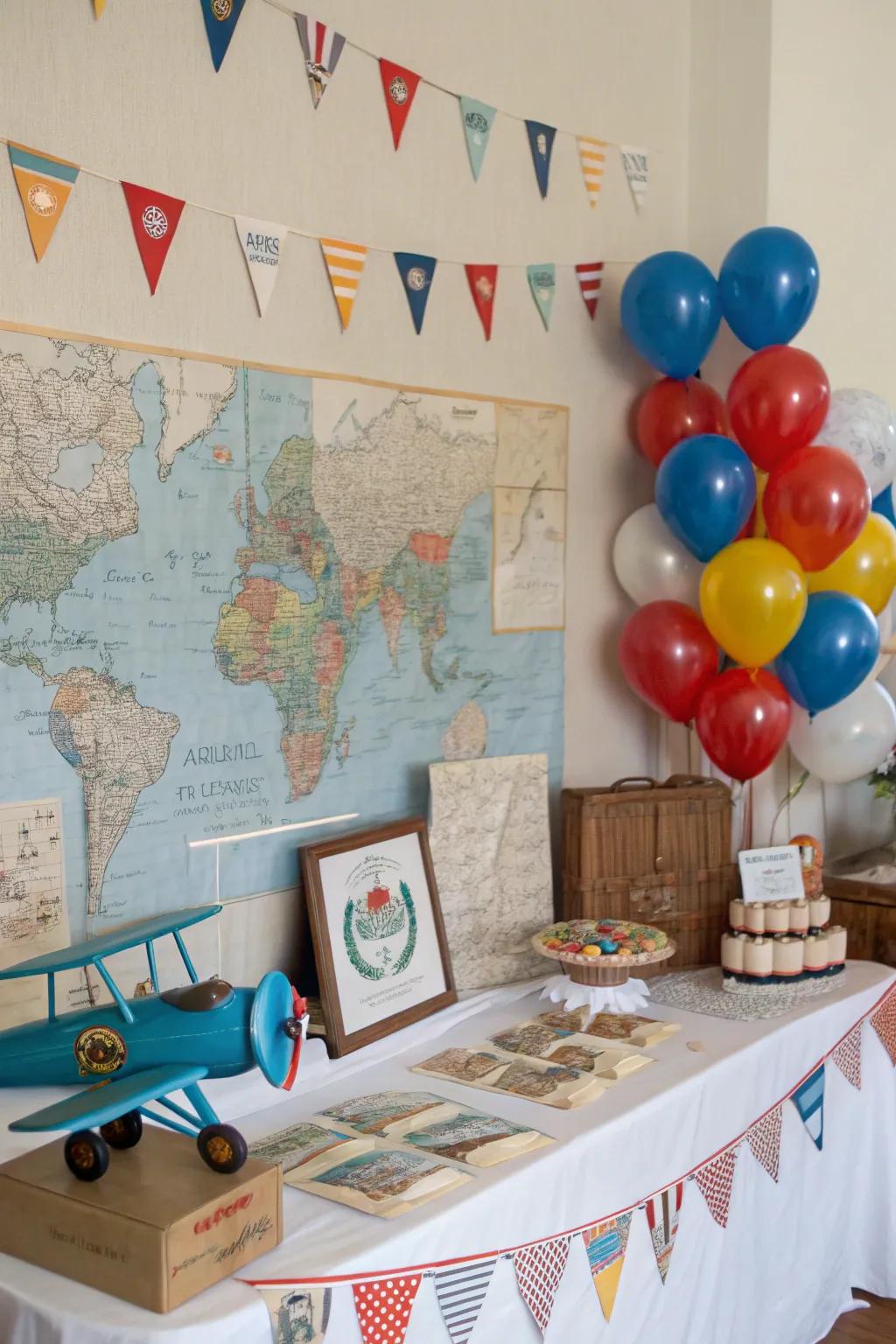 A vintage airplane-themed baby shower ready for takeoff