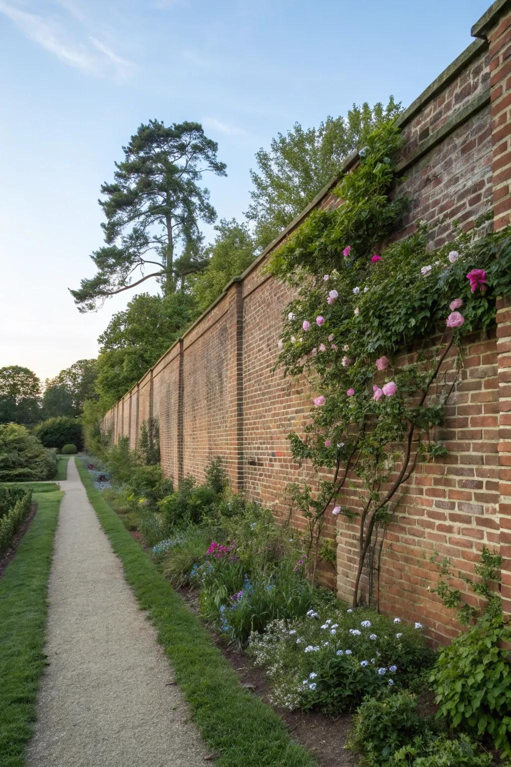 A high brick wall ensures solitude and tranquility.