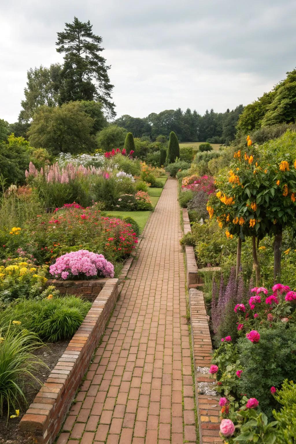 Pathways and brick beds deliver a fluid garden encounter.