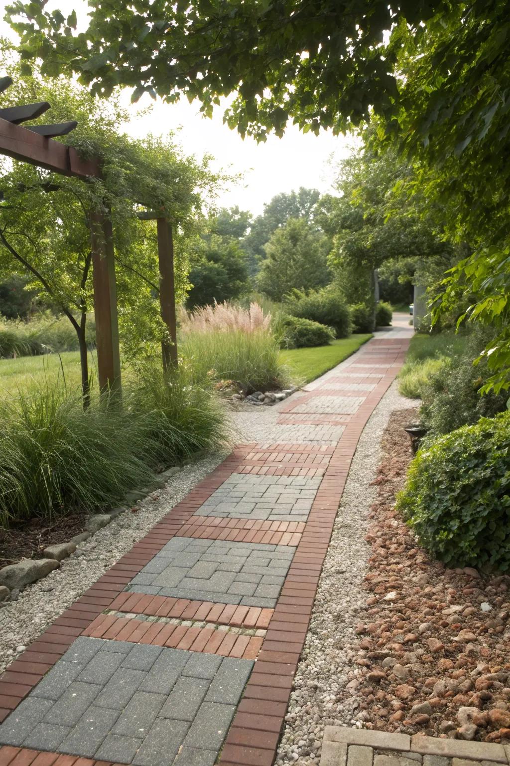Mix materials: Incorporate texture and interest into your paths.
