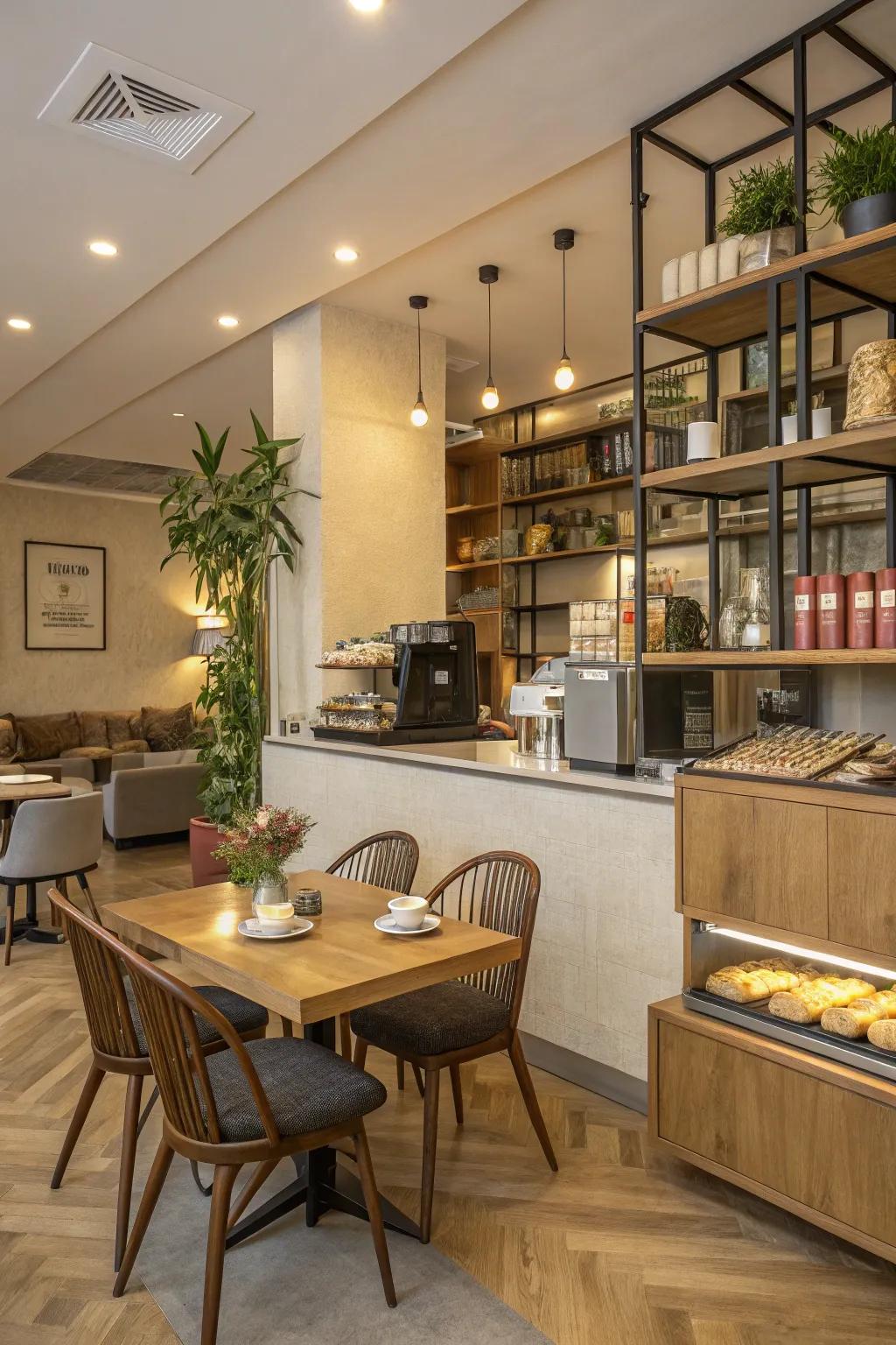 An unobstructed design accentuates the spacious ambiance of your home cafe.