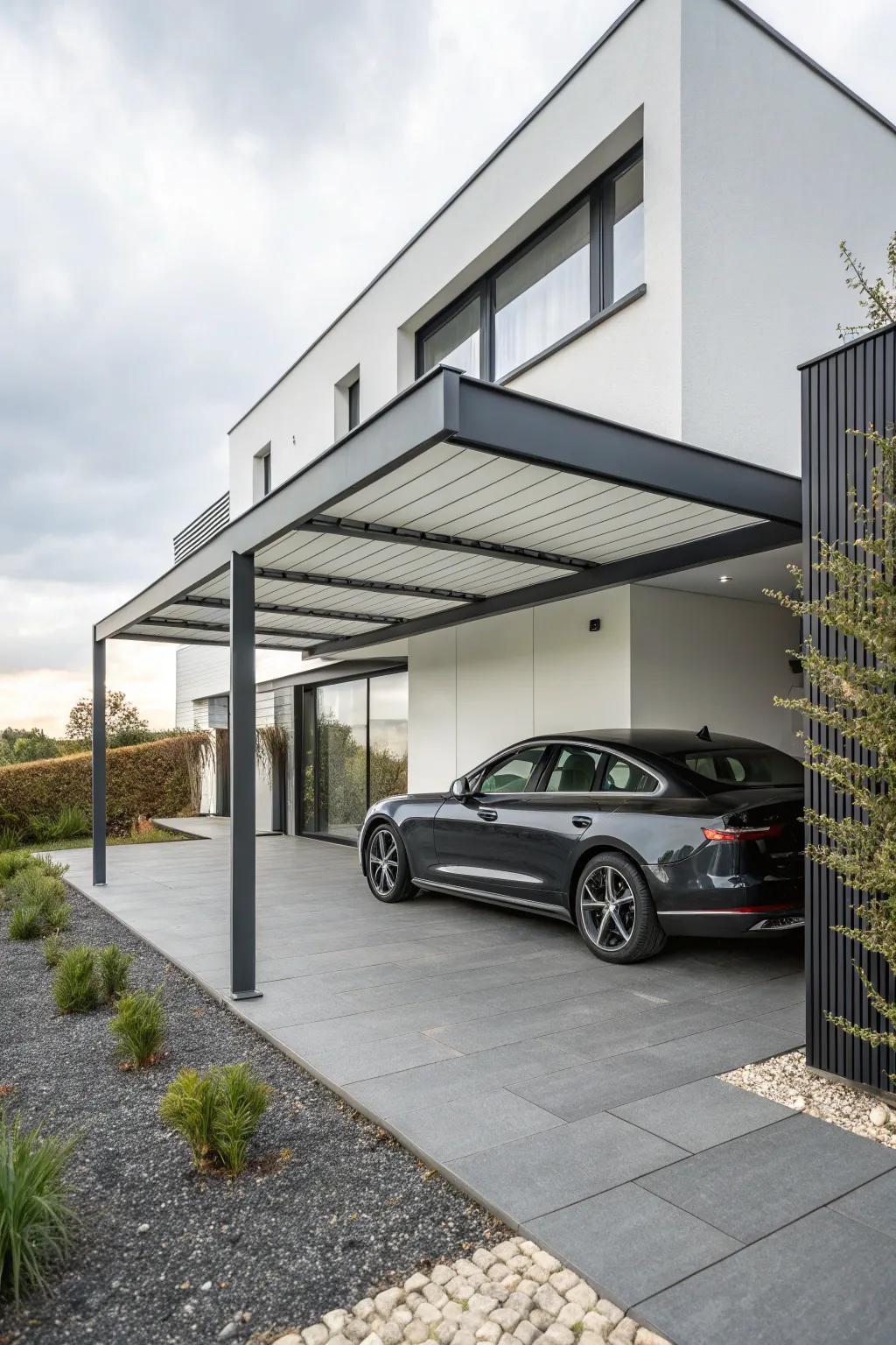 Sleek and straightforward: a sparse carport blueprint.