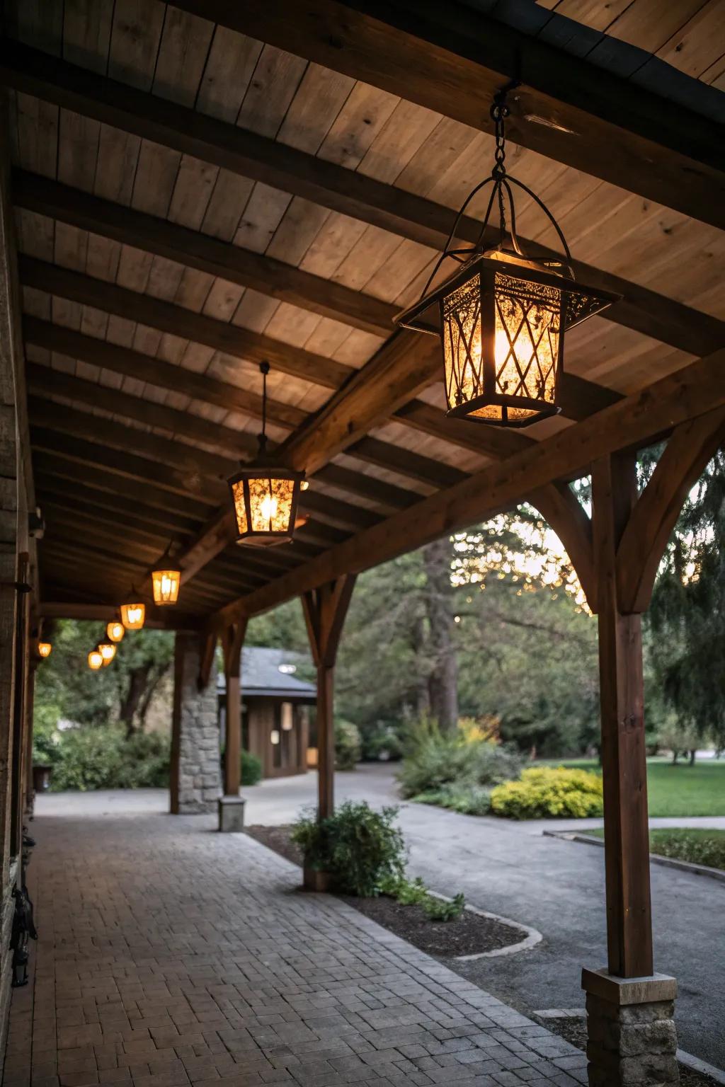 Countryside lanterns introduce warmth and charm to your carport.