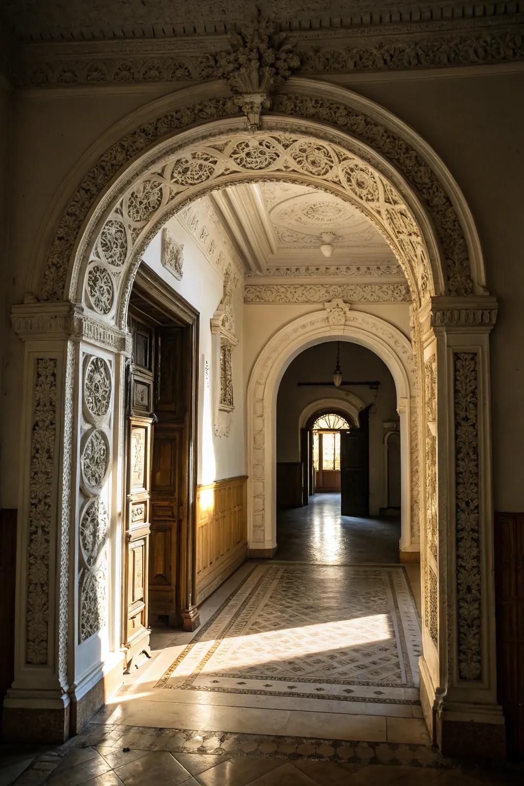 Enduring elegance featured in arched passageways.
