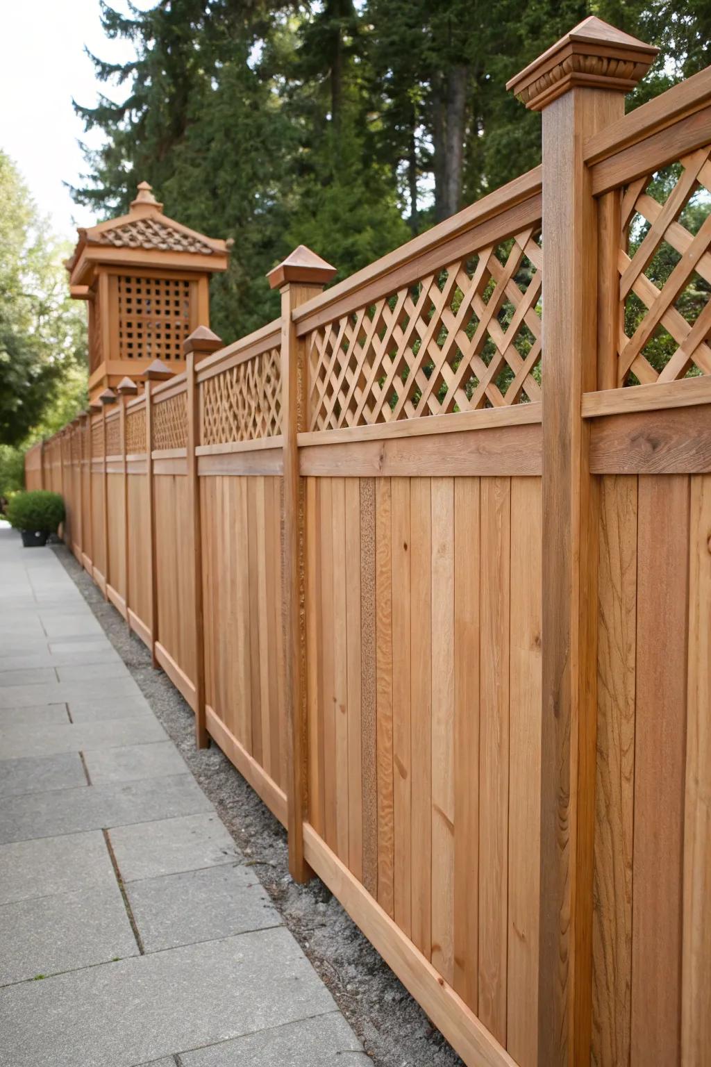 Elevate your outdoor area with the elegance of a timber support surround topped with exquisite latticework.