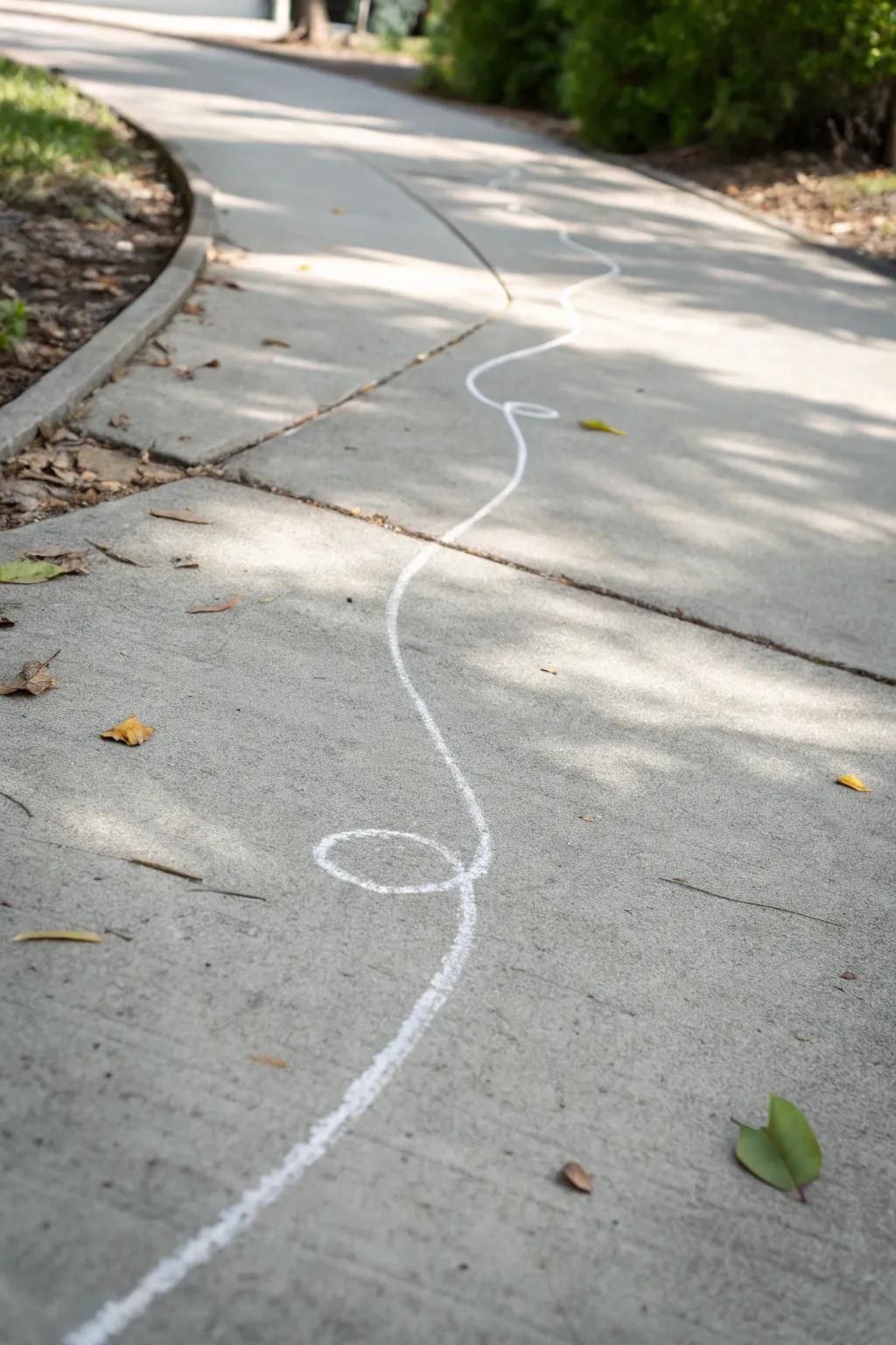 Walk the line: Embrace simplicity and balance with this minimalist chalk path.