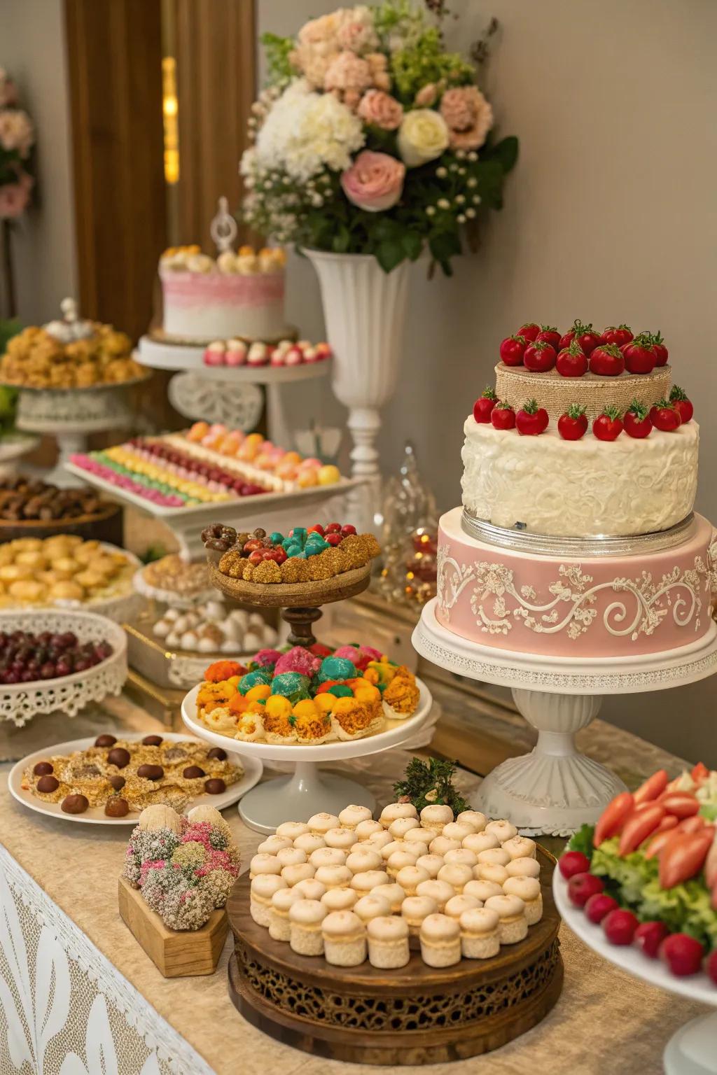 An irresistible dessert buffet brimming with holiday pleasures.