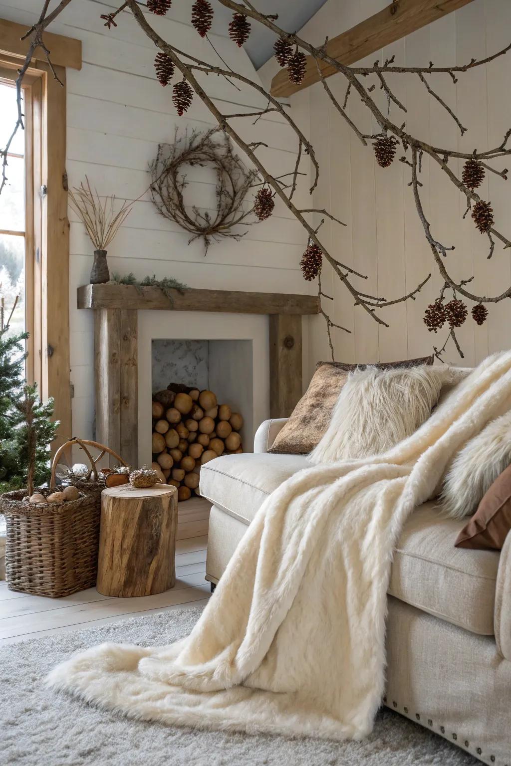 An icy everglen motif incorporating natural elements.