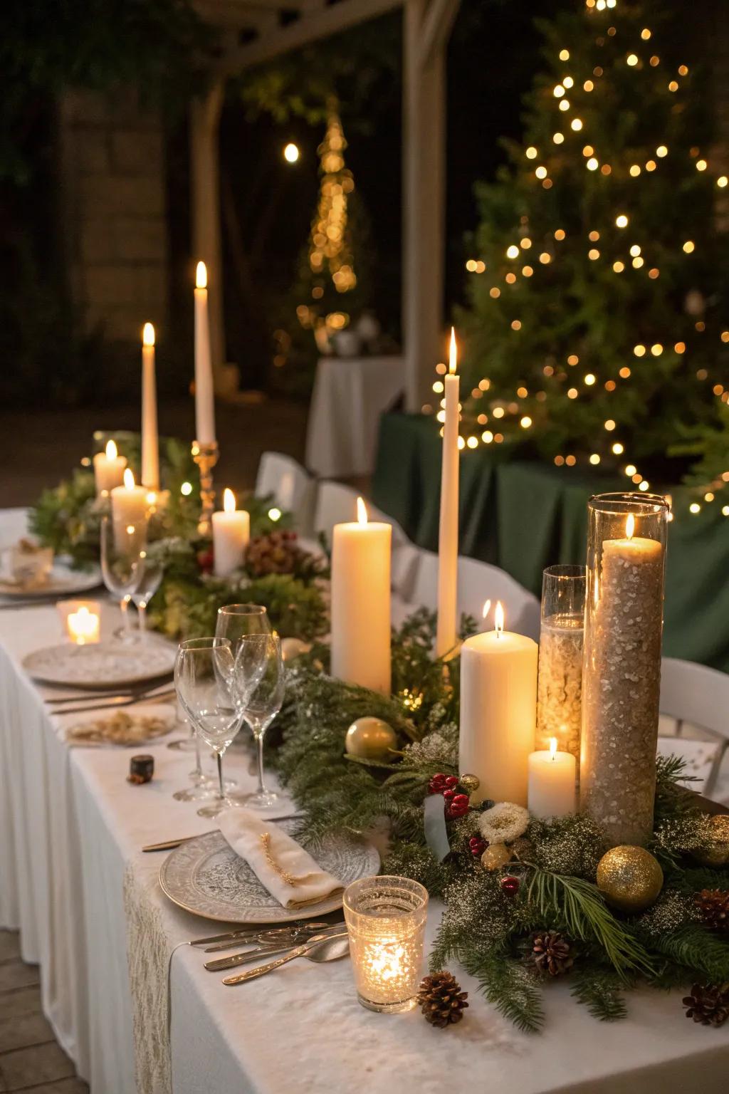Enchanting candlelight sets a romantic scene.