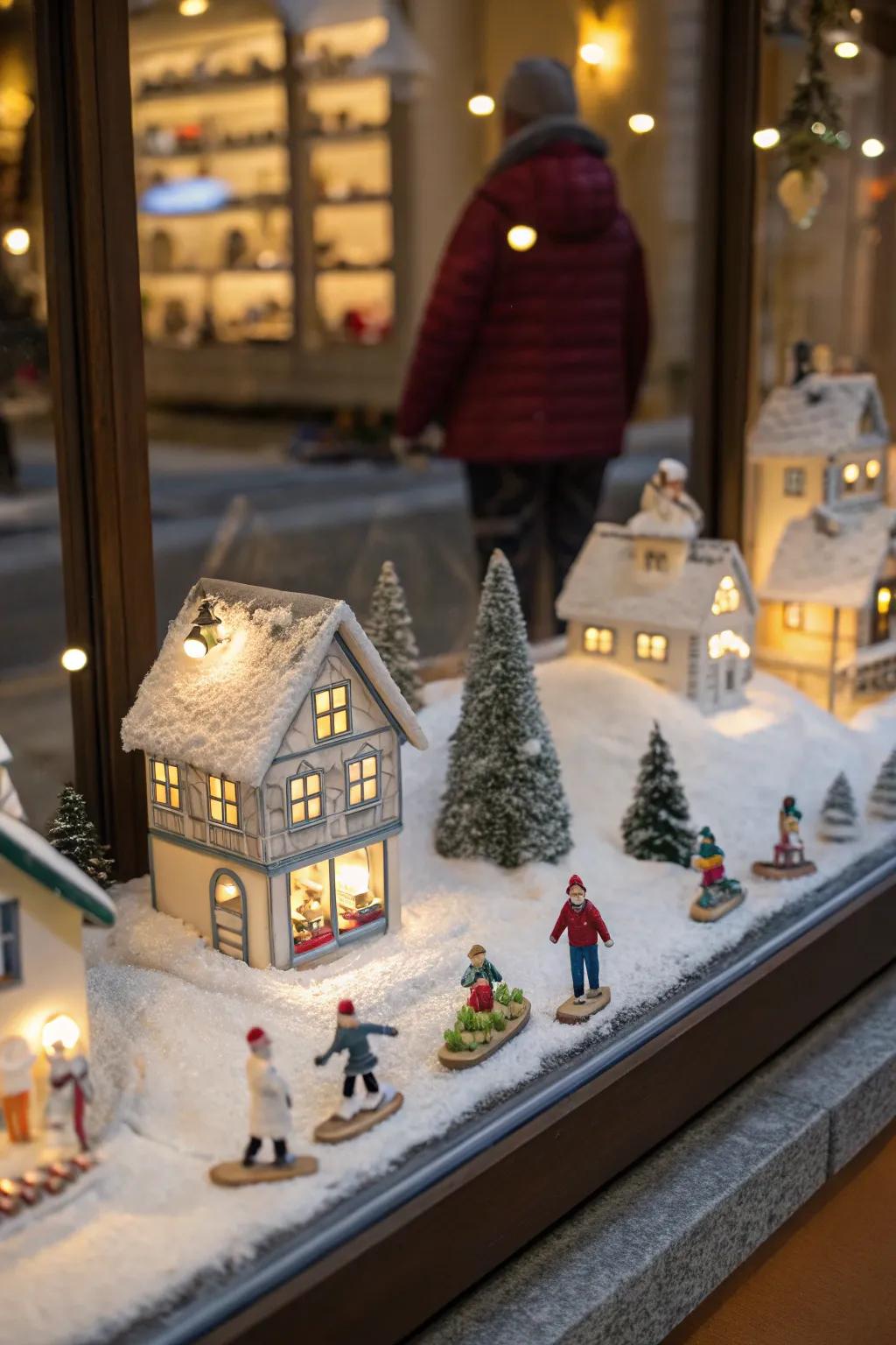 A miniature joyous hamlet crafts a captivating window vista.