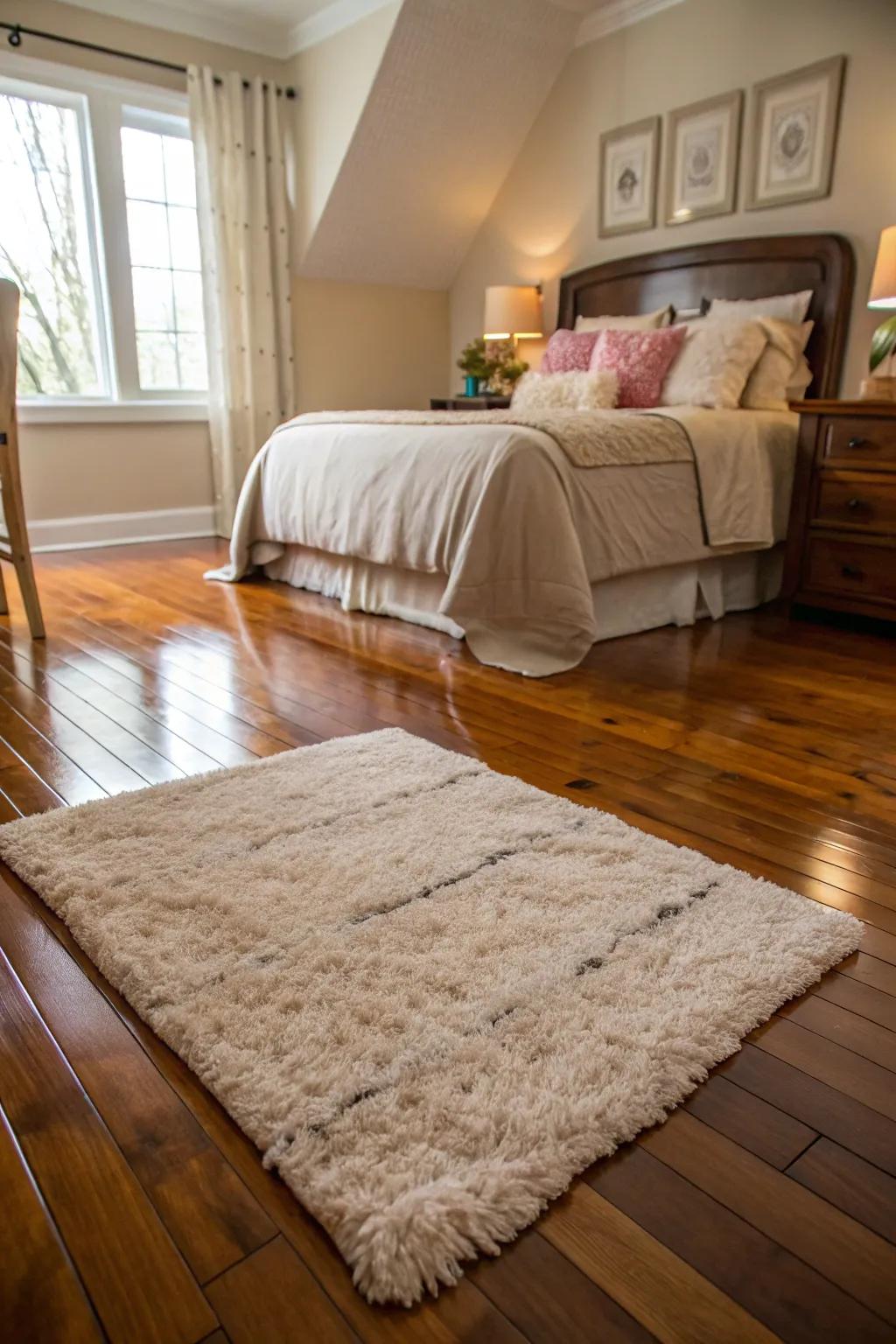 A plush carpet introduces warmth and unifies the room.