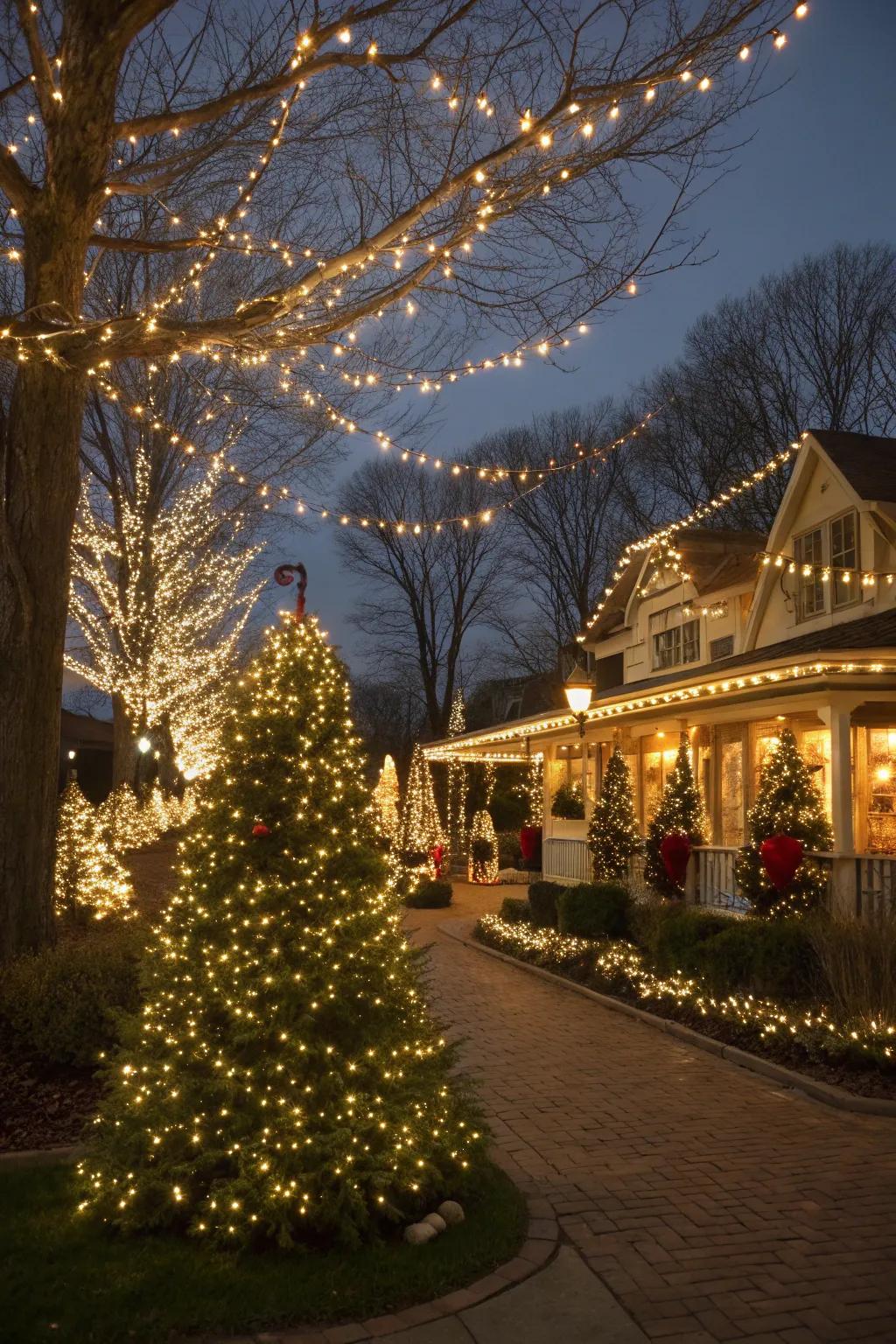 Timeless elegance showcasing traditional warm, white lights.