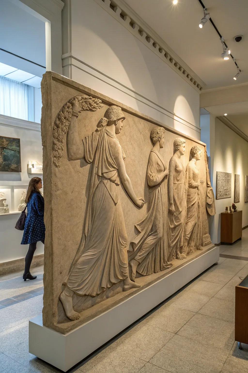 Elegant human image clay relief sculpture, bringing an expressive element to your décor.