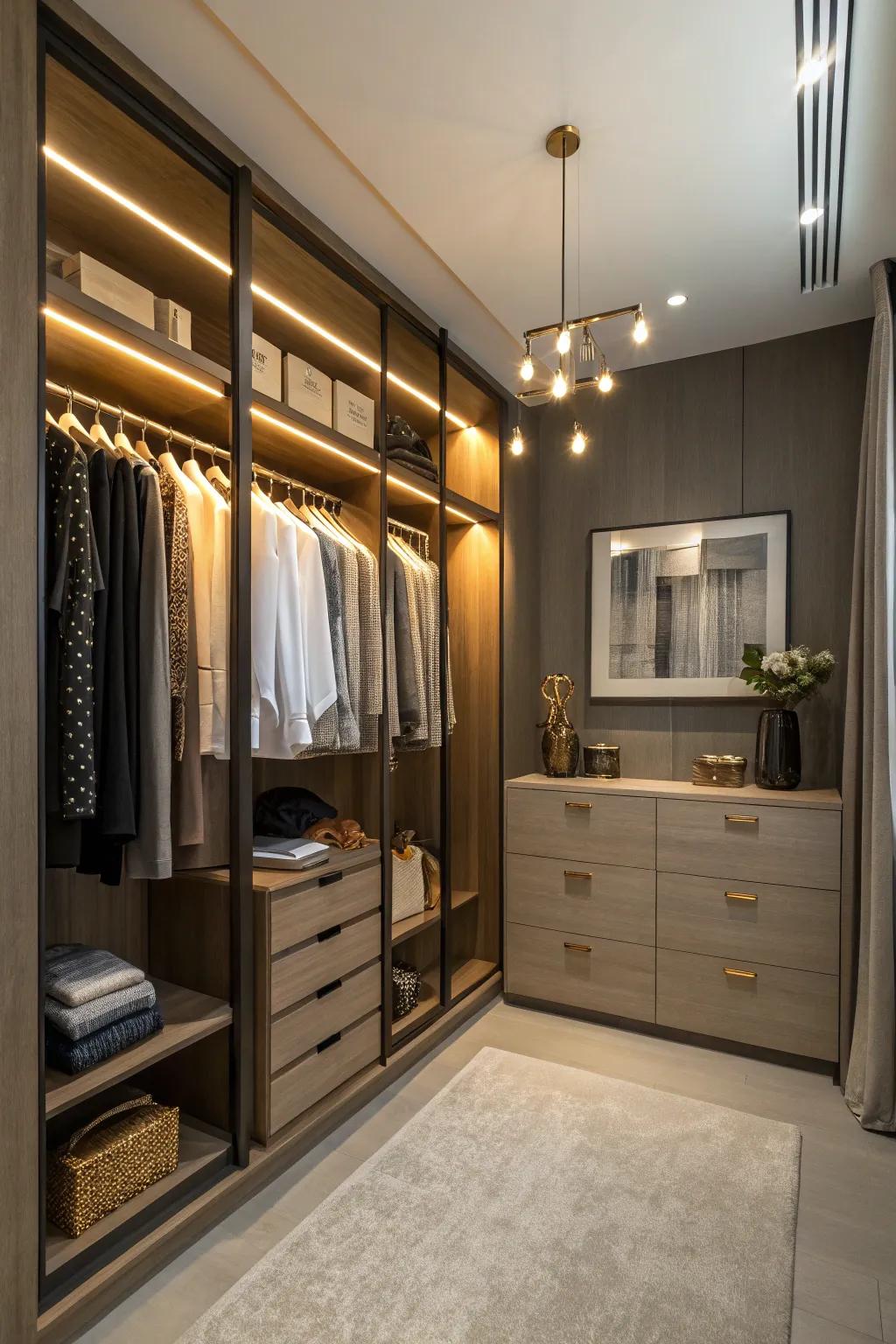 Efficient lighting enhancing the functionality of your closet.