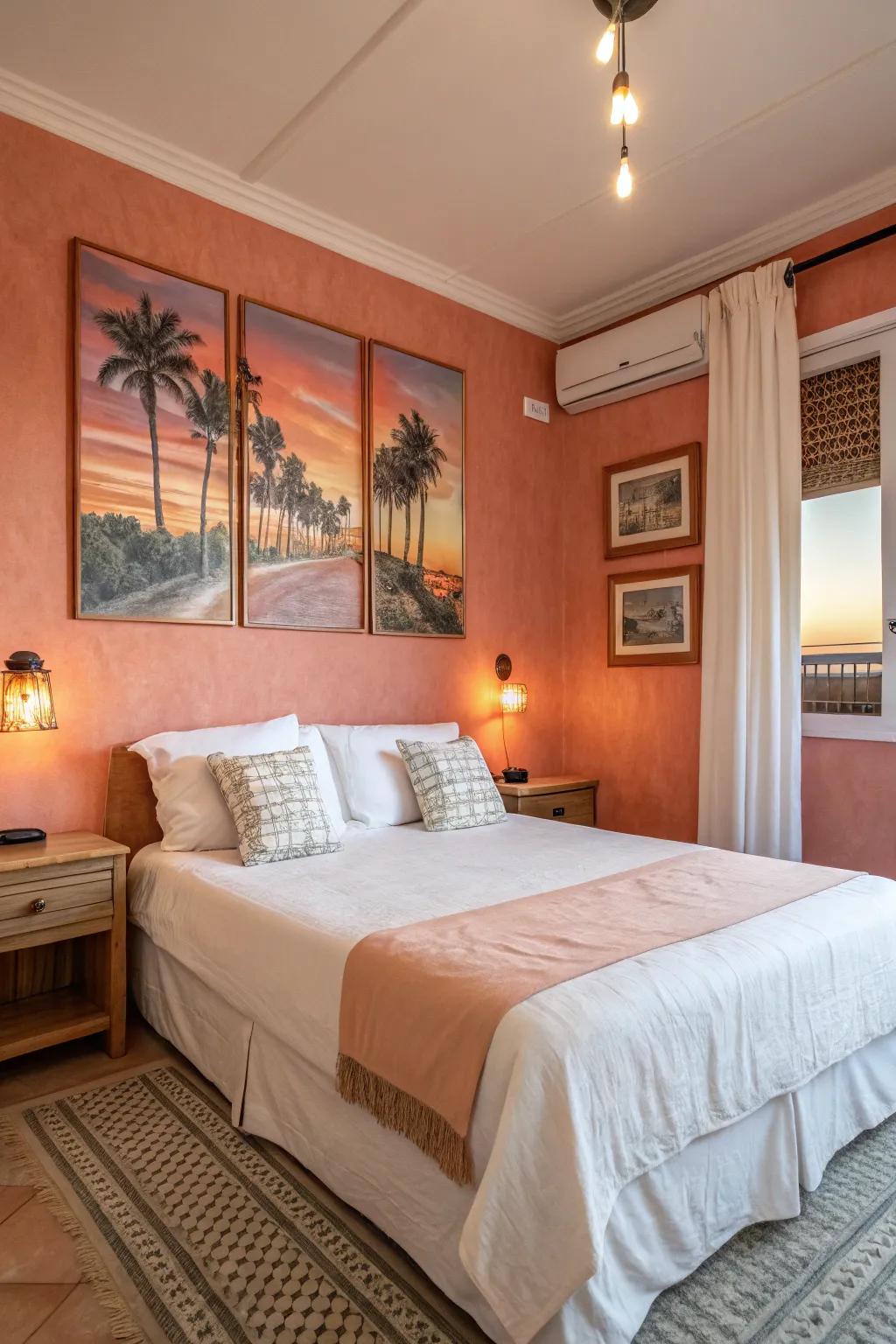 Sunset peach glow introduces warmth and romance.