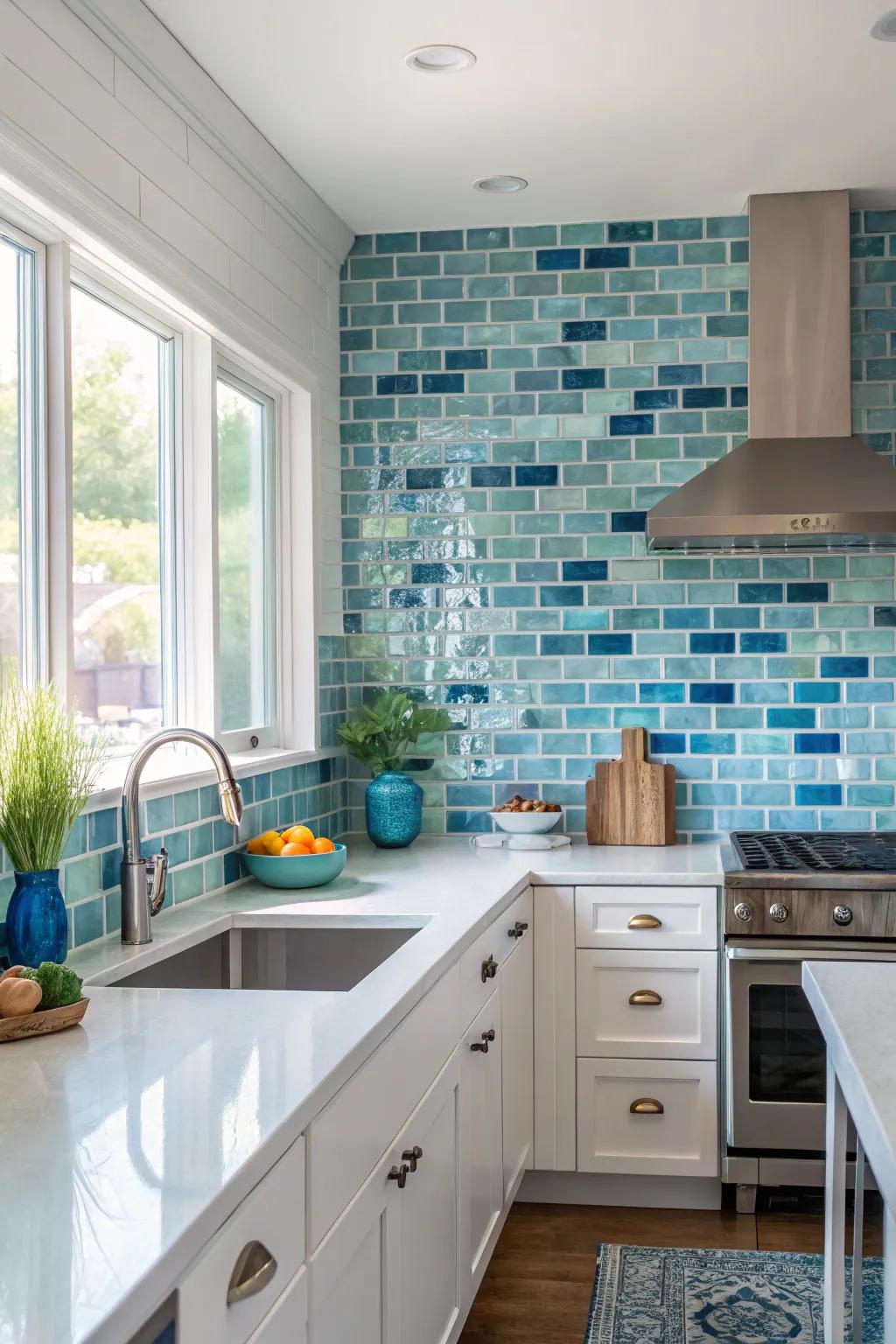 Glass tiles brighten your space with their reflective properties.