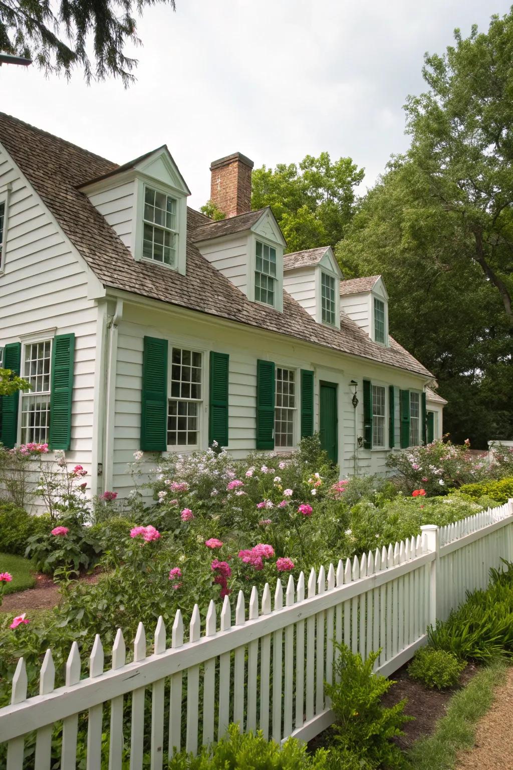 Colonial house with charming dormer windows.