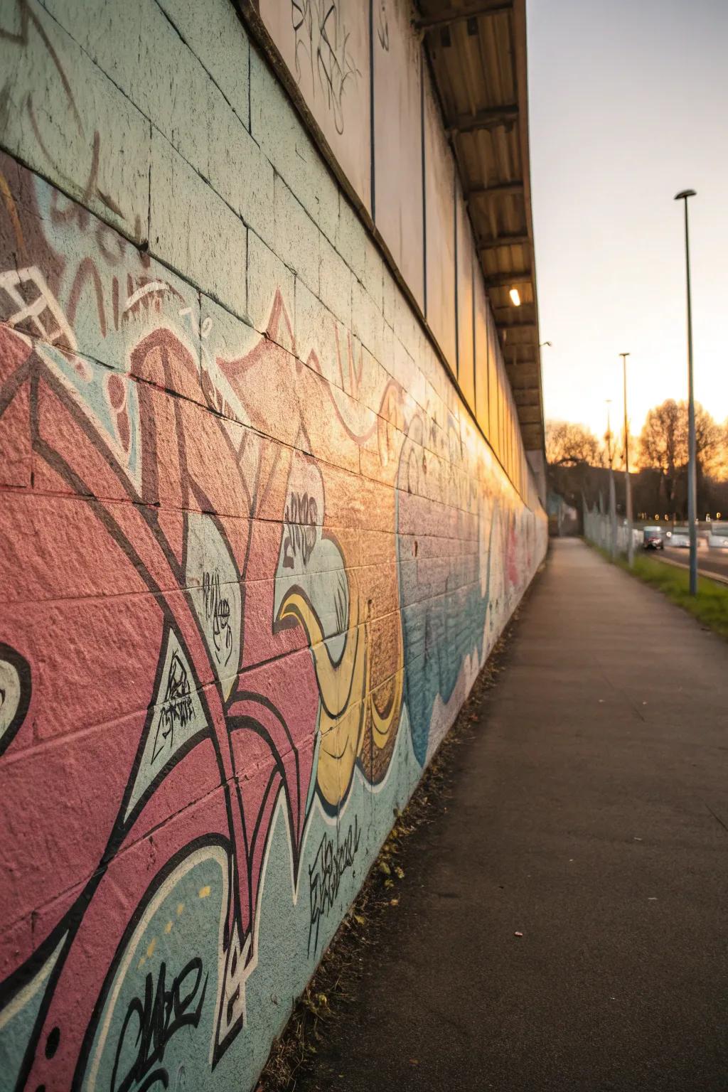 A study wall enhanced by gradual color graffiti art.