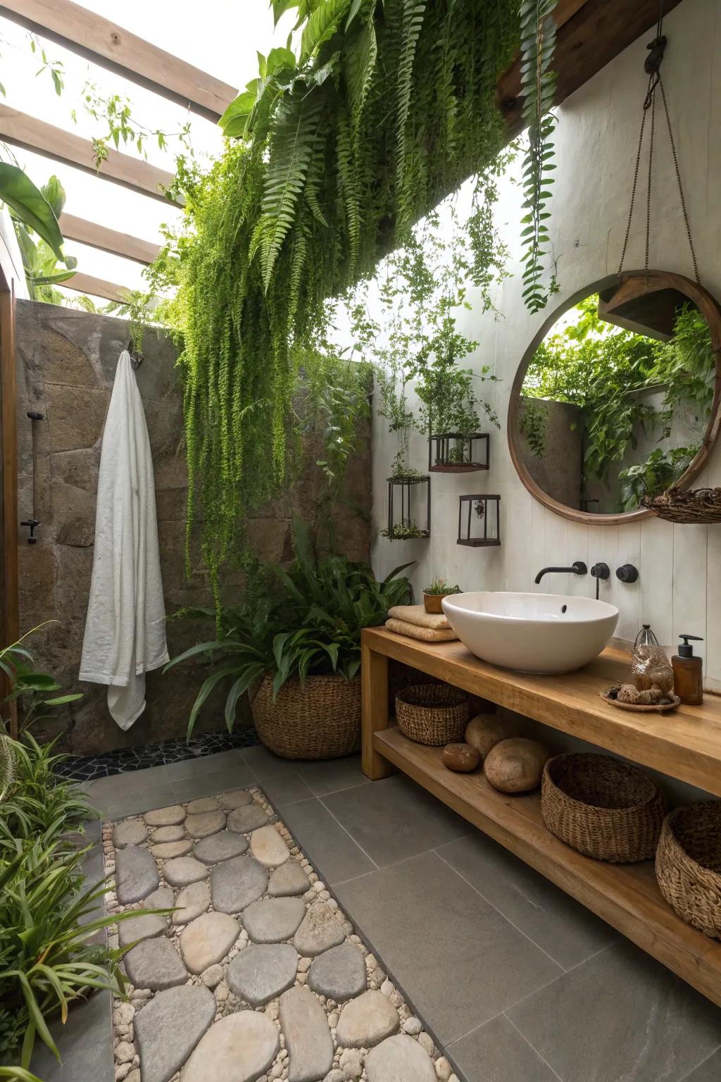 Nature's grace in a vibrant bathroom setting.