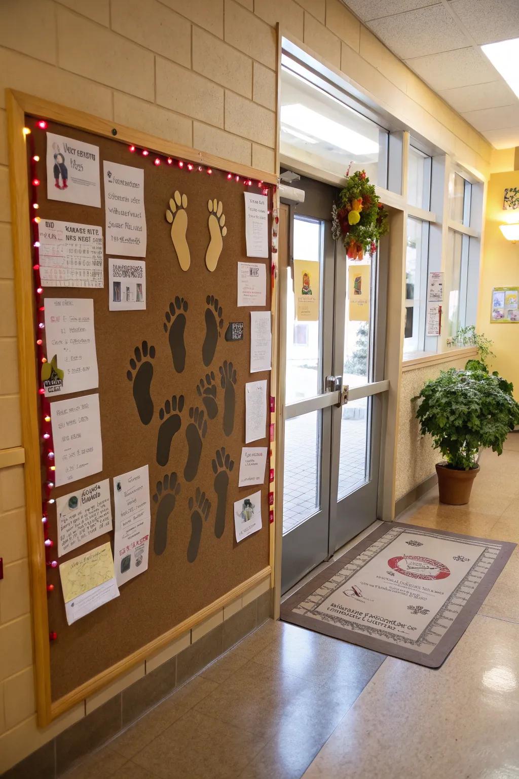 Footsteps of kindness leading to empathy.