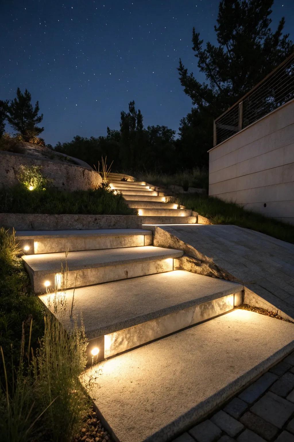Lighting adds warmth and safety to your steps.