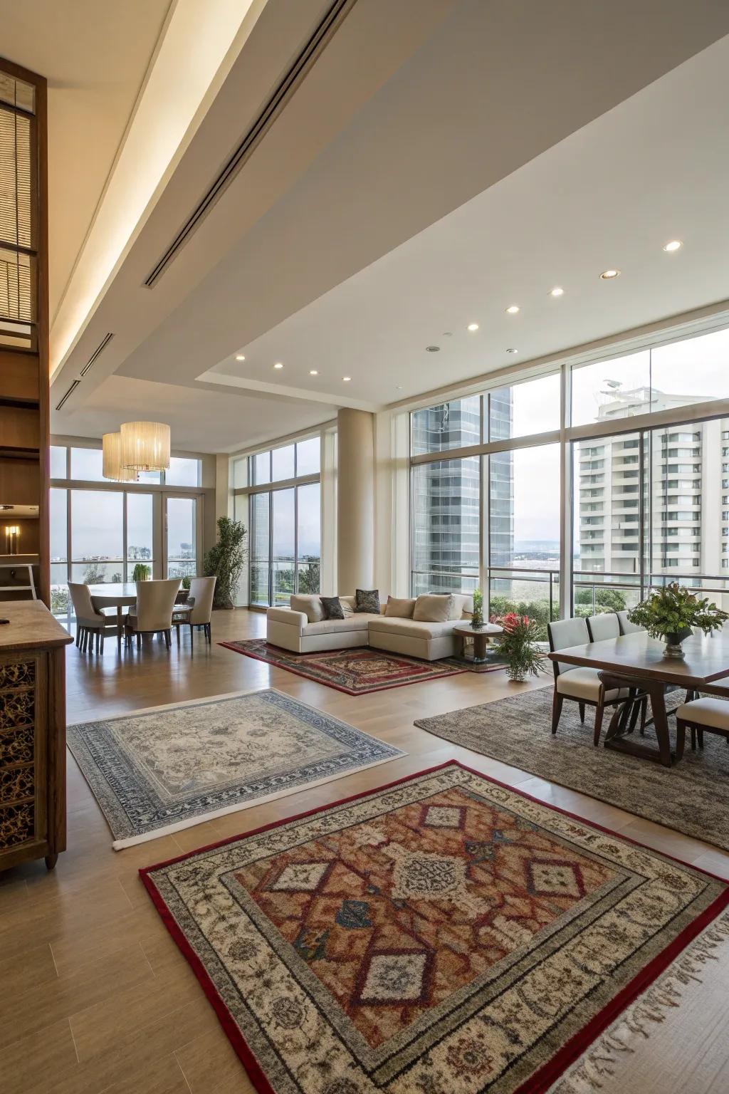 Mats can aid in arranging and distinguishing your condo's layout.