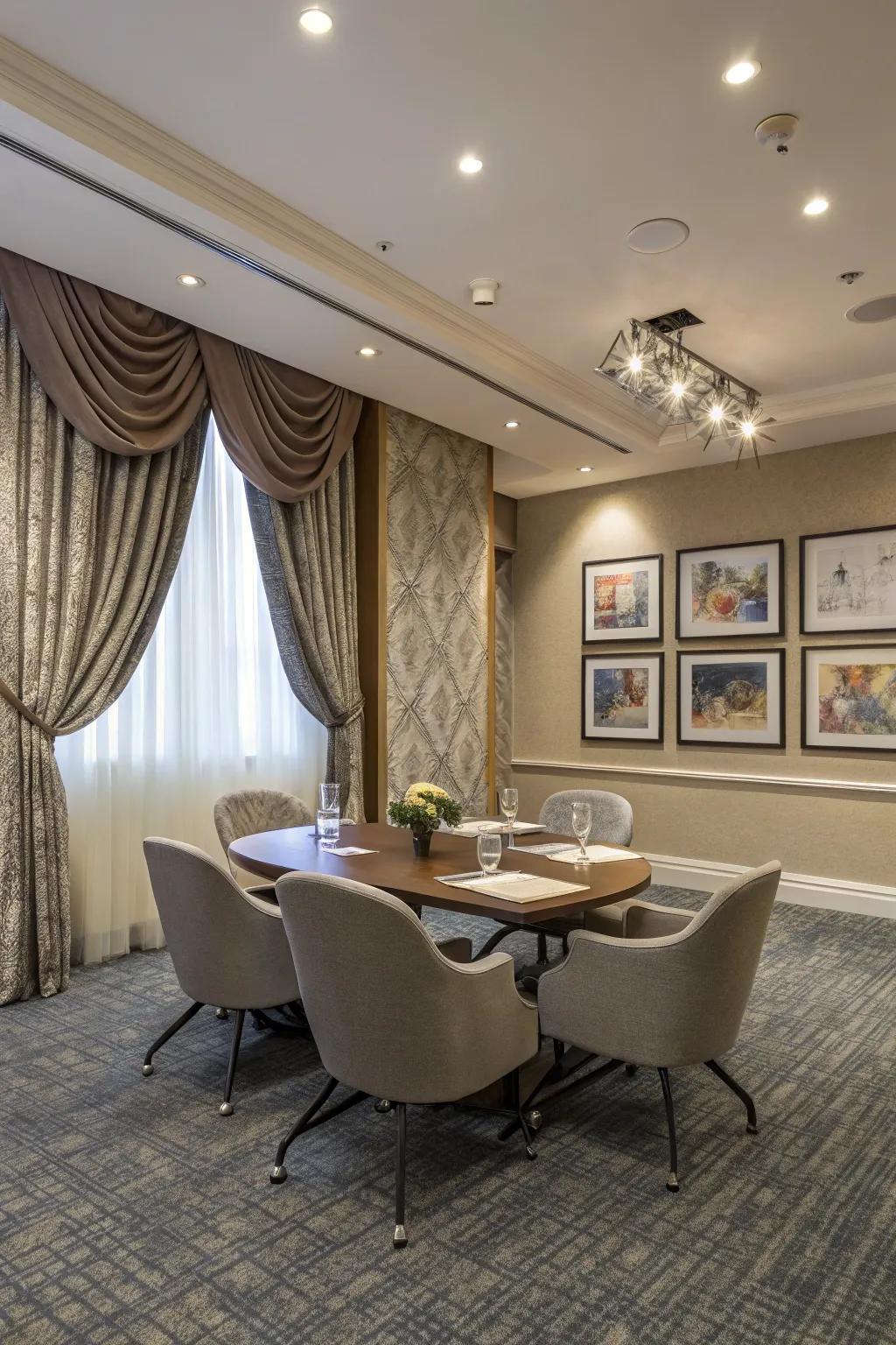 Wall decor and drapes imbue elegance into any room.