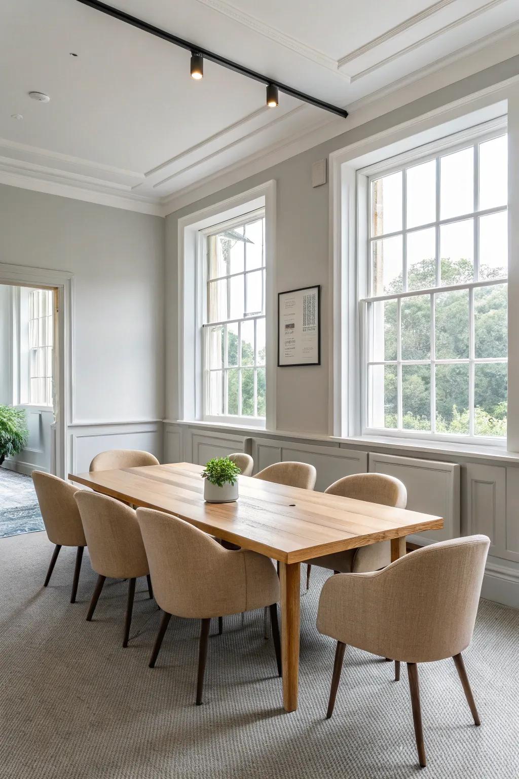 Muted tones enhance a peaceful and professional atmosphere.