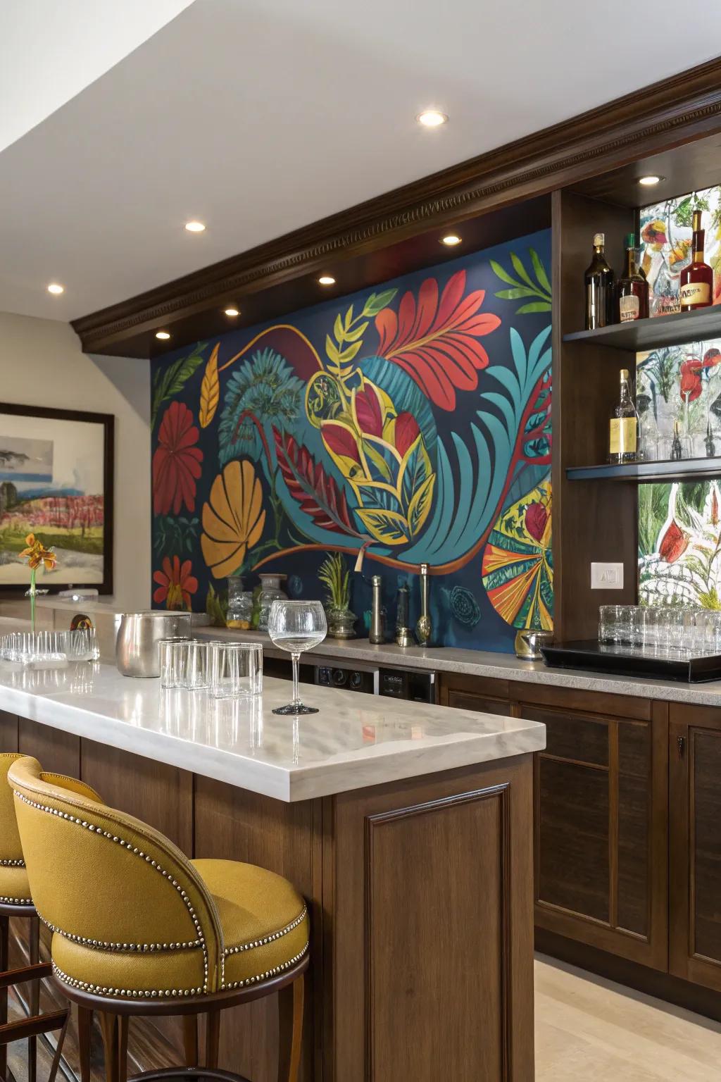 Make a statement with an artful bar background.