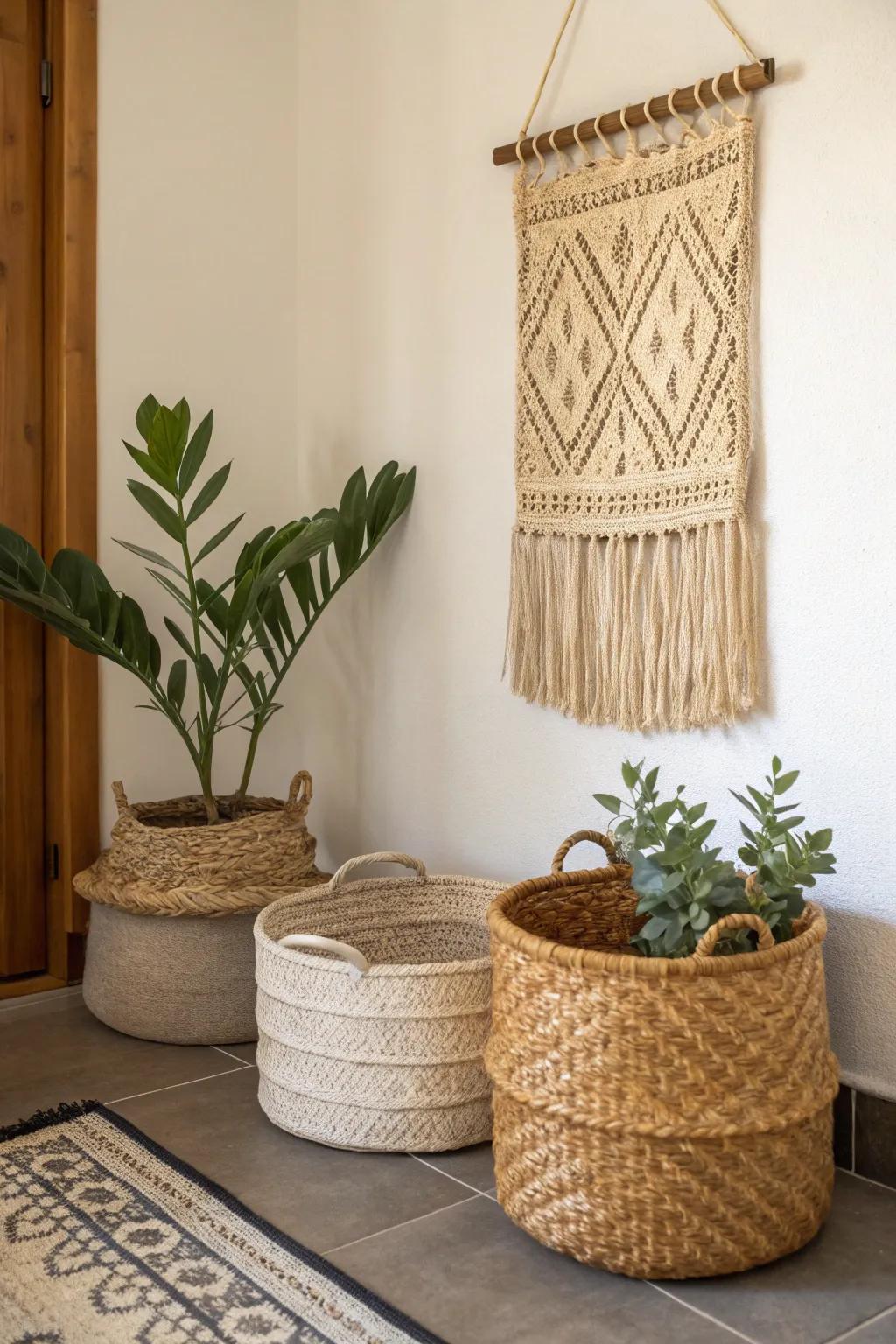 Introduce texture for a warm and appealing corner.