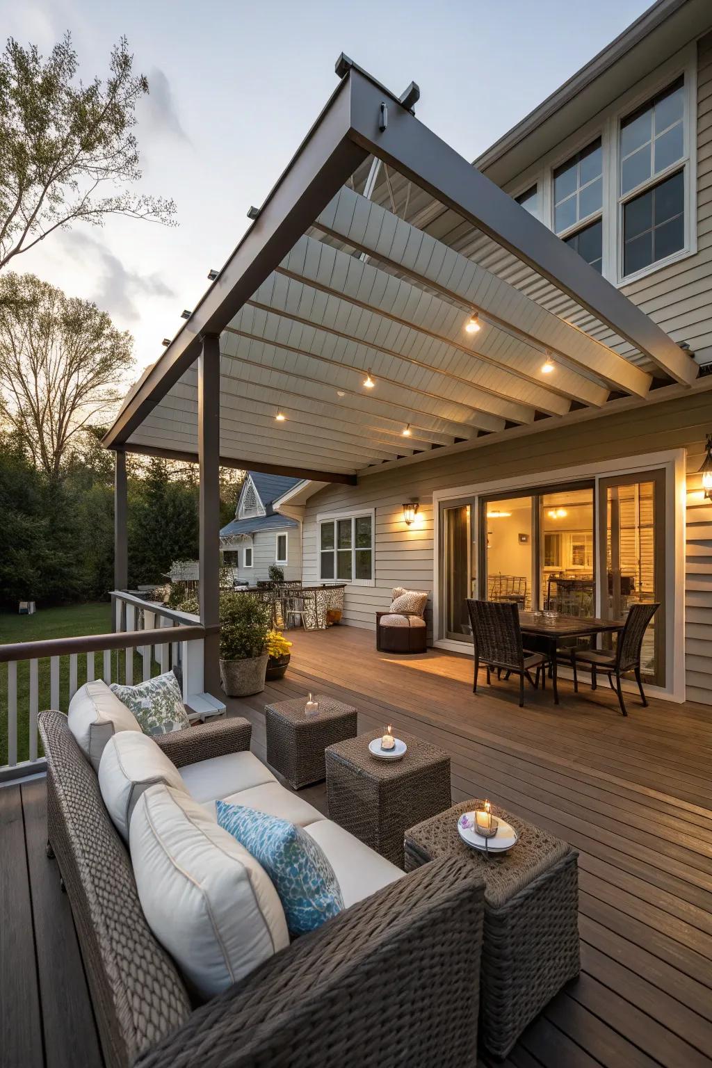 Roof expansions connect your deck to your house for a smooth design.