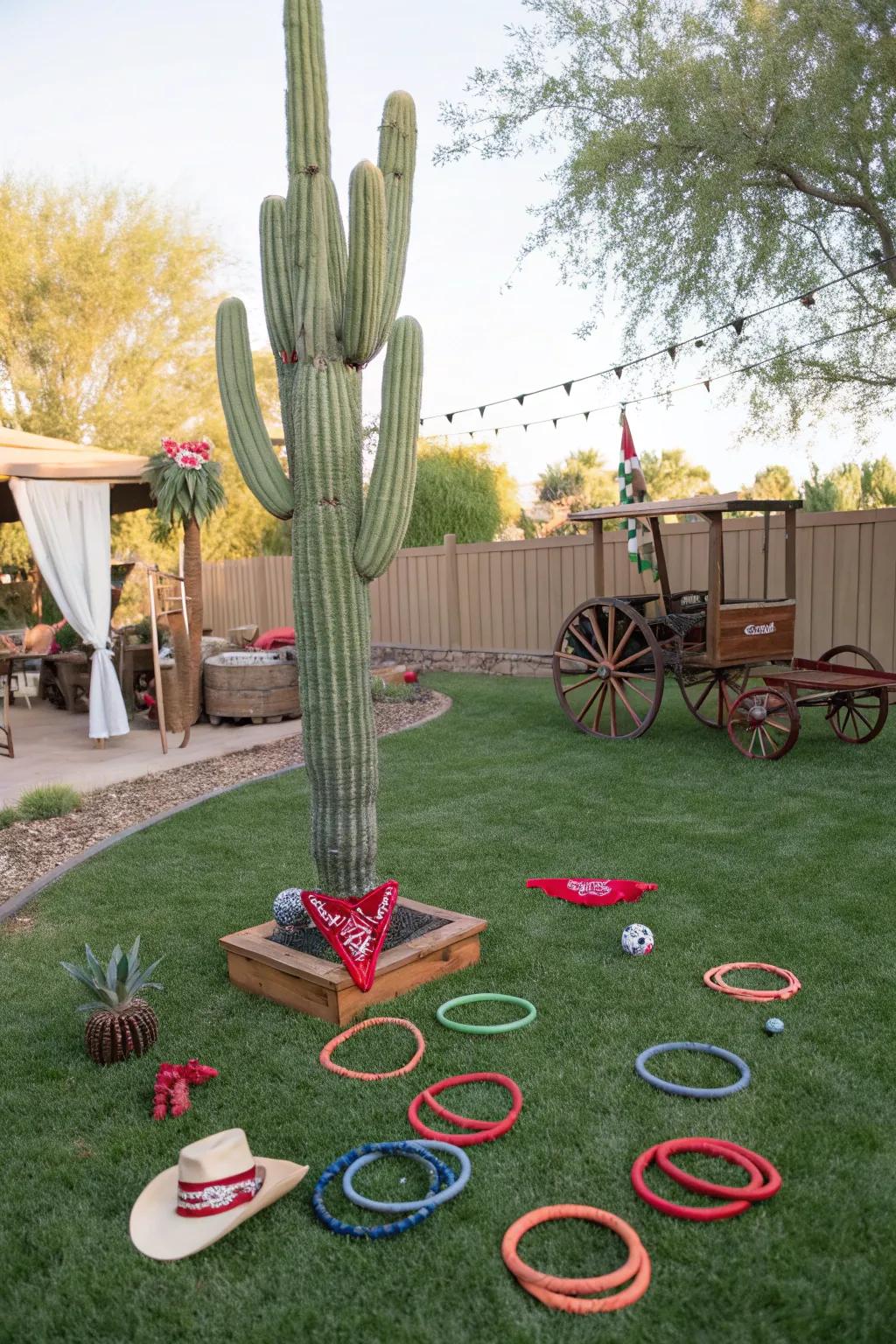 Engage guests using a classic cactus hoop toss game.