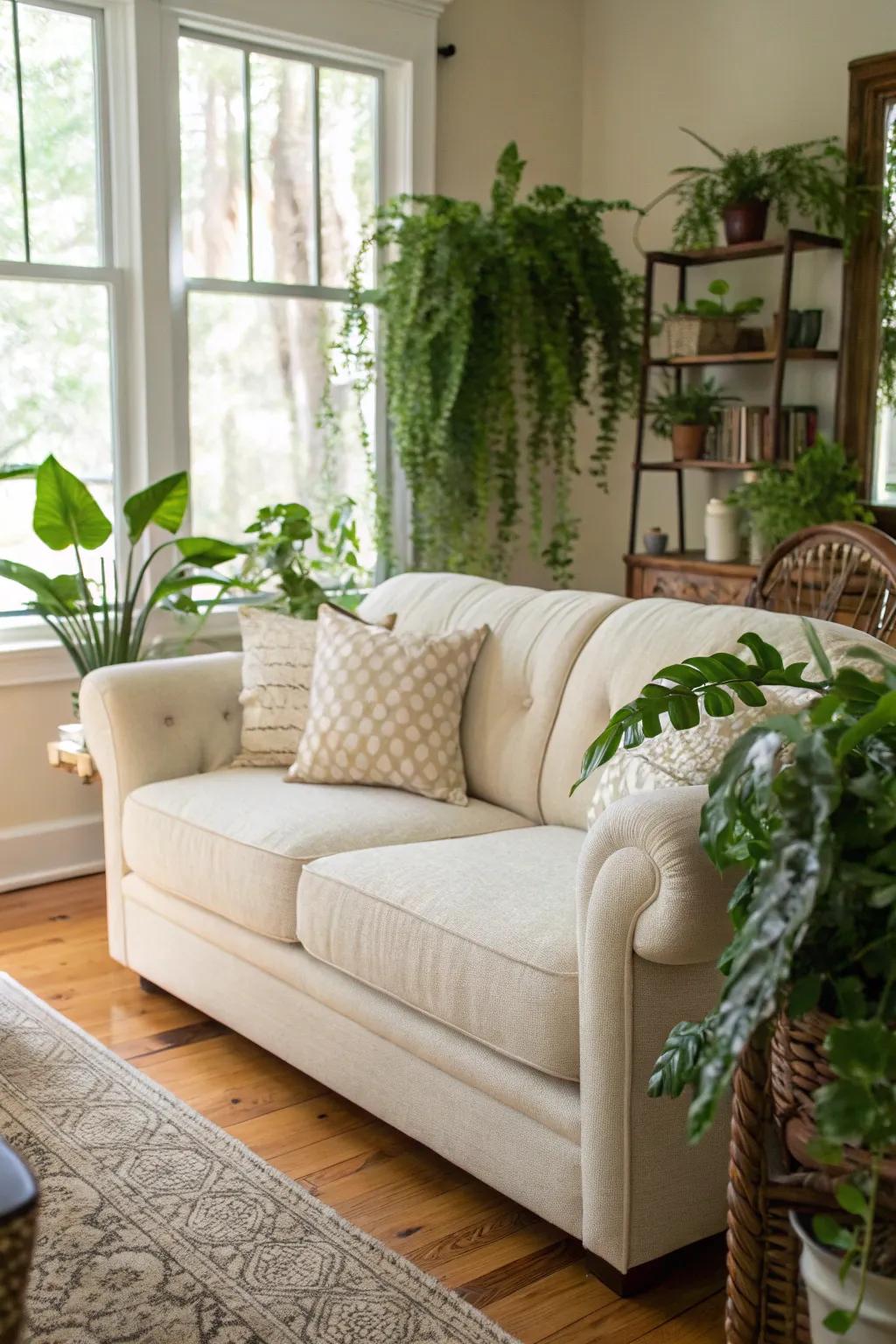 Verdancy invigorates the space, imparting a fresh, organic aura.