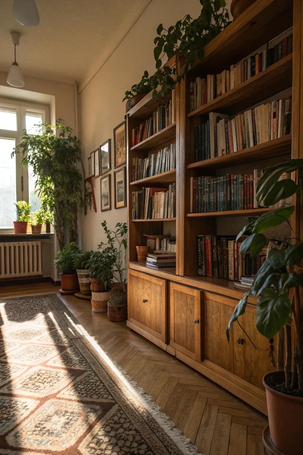 Natural materials establish a warm and inviting atmosphere.