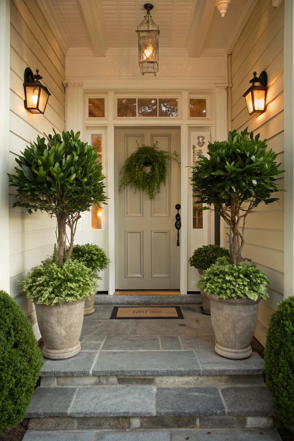 Symmetrical plants fashion a balanced aesthetic.