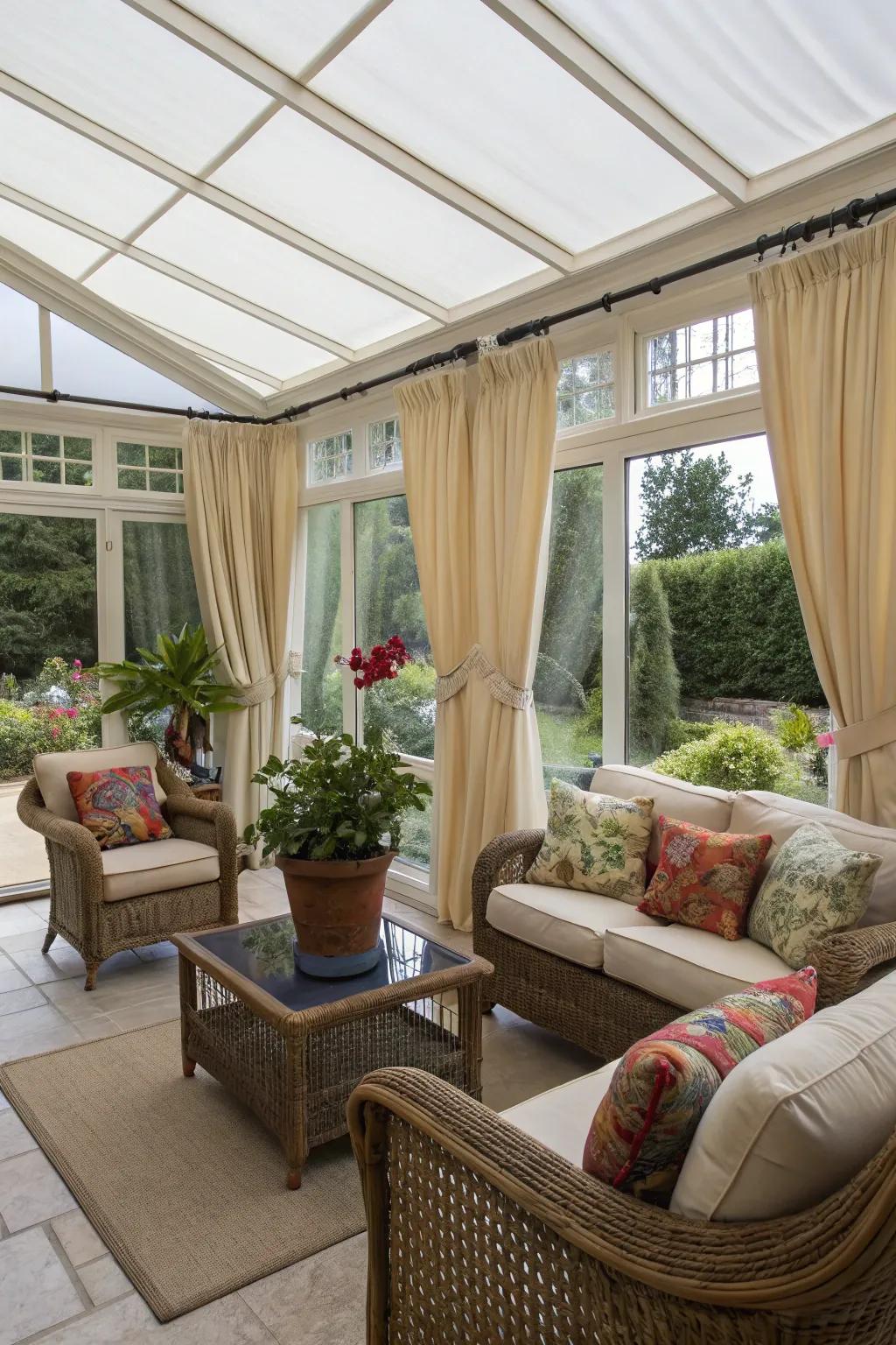 UV-shielding materials aid in protecting your sunroom furnishings from sun impairment.