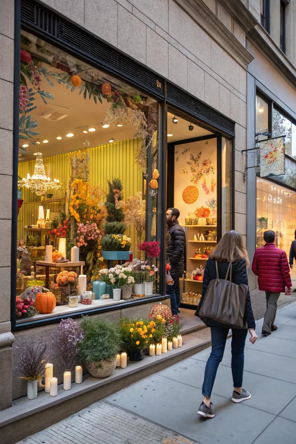 A storefront with a compelling inventive window exhibit that draws in the inquisitive.