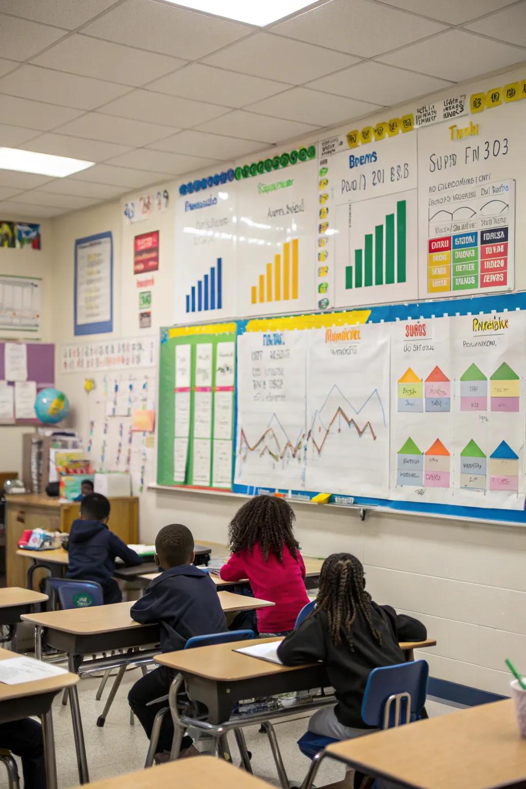 A progress showcase displaying various graphs to monitor progress.