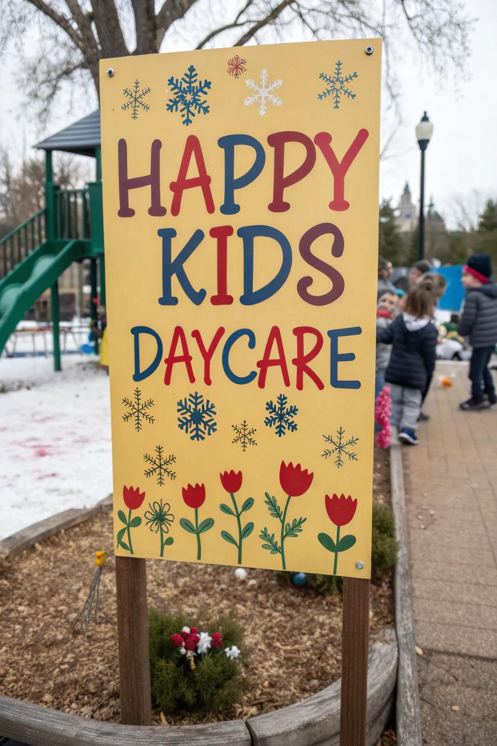 Seasonal decorations on the daycare marker inject a touch of festivity and anticipation.