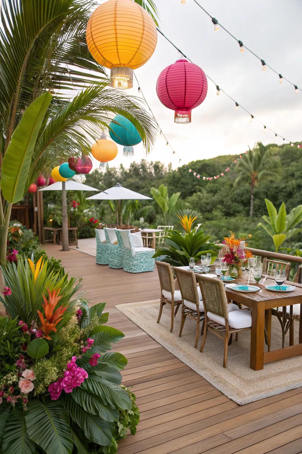 Themed decor infuses a distinctive flair into your deck celebration.